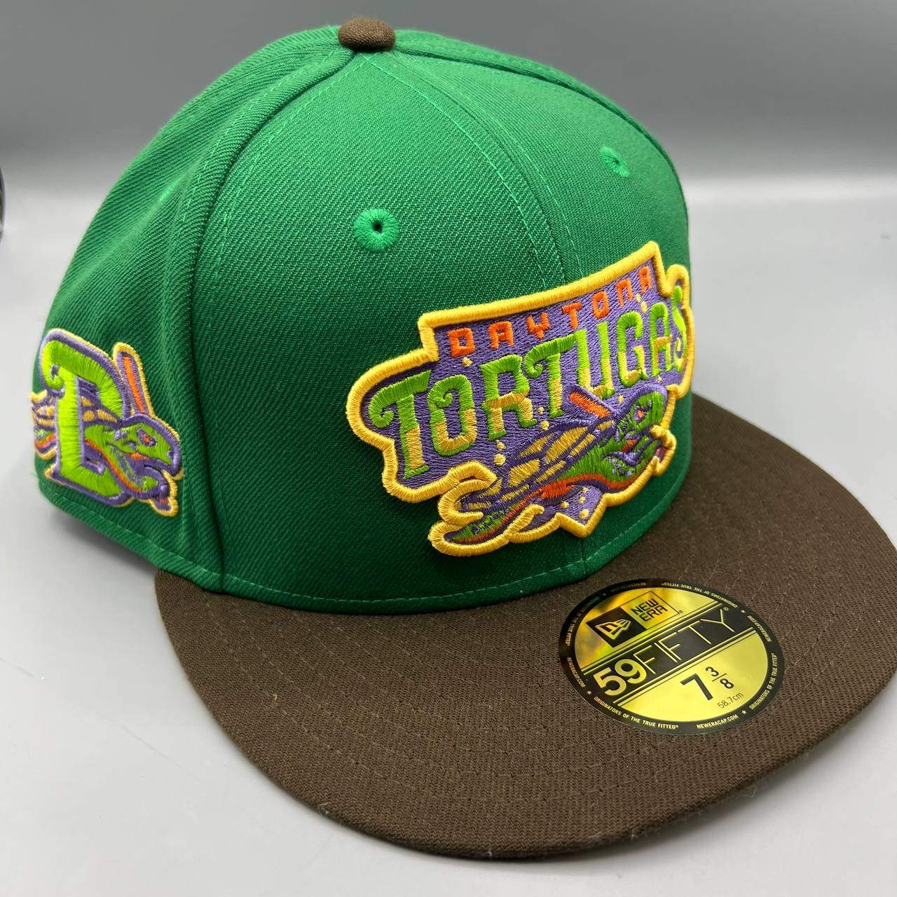 Daytona Tortugas Hat Men 7 38 Green Brown 59fifty New Era Milb Fitted Cap New